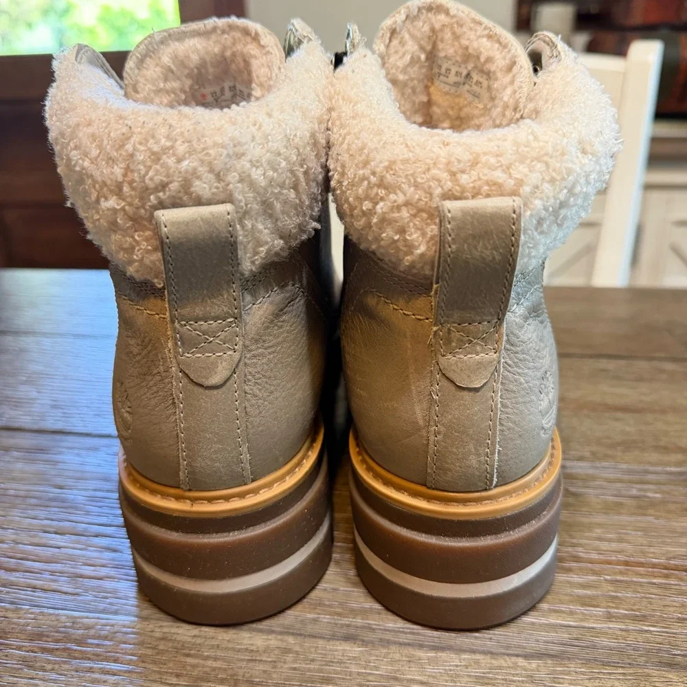Timberland Cerrvinia Valley Waterproof Boots Taupe Full Grain Leather Womens 8.5